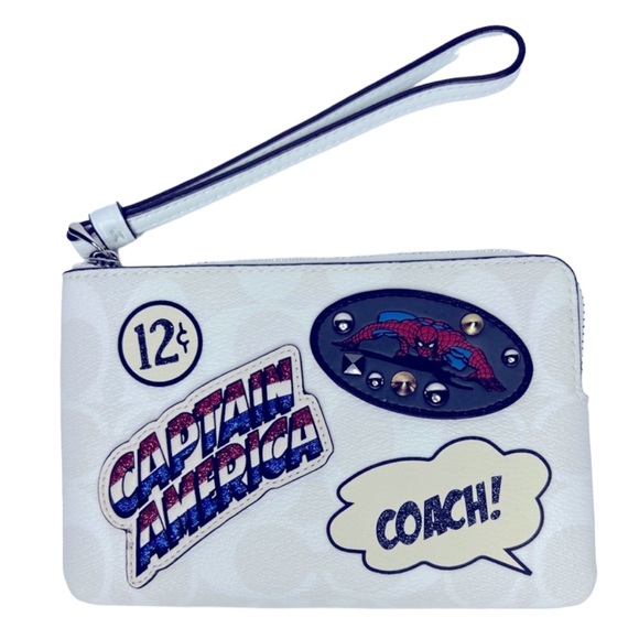 Coach Handbags - 💥 RARE 💥 COACH Marvel Corner Zip
Wristlet Spiderman/Captain America 3581